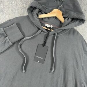 Crossley Hoodie Mens 2XL Gray Cotton Cashmere Fleece Pullover Made In Italy